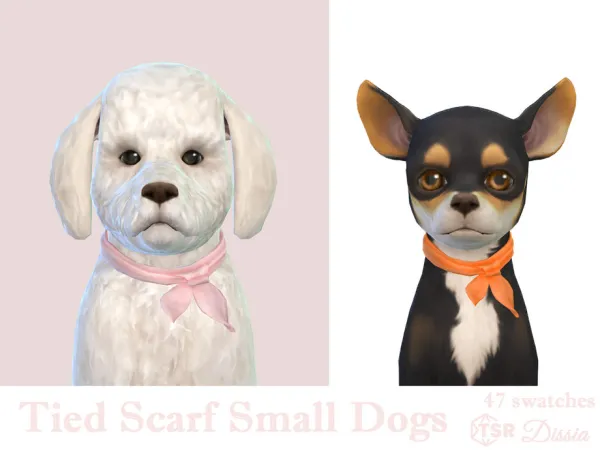 Maxis Match Tied Scarf Small Dogs by Dissia - The Sims 4 Custom Content