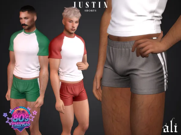 Mix 80's Things JUSTIN shorts by ali1 - The Sims 4 custom content