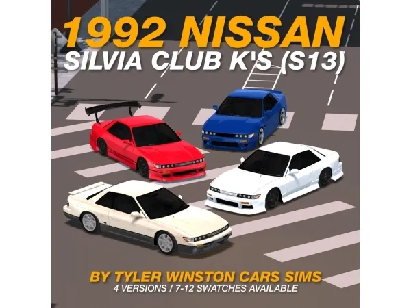 Alpha Tyler Winston Cars 1992 Nissan Silvia CLUB K's (S13) - The Sims 4 Custom Content