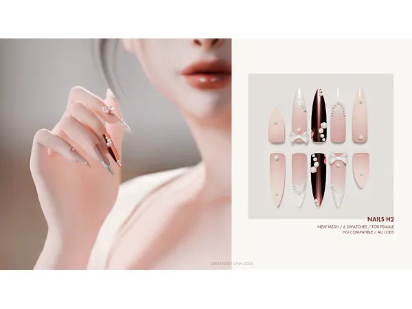 Alpha Nails H2 by simsfinds - The Sims 4 Custom Content