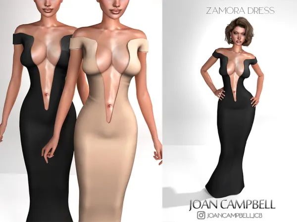 Alpha ZAMORA DRESS by Joan_Campbell_Beauty_ - The Sims 4 Custom Content