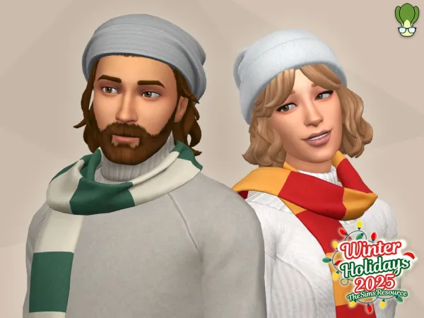 Maxis Match Striped Pattern Wool Scarf Set Winter Holidays 2025 - The Sims 4 Custom Content