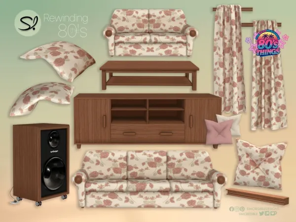 Mix Rewinding the 80s Living - The Sims 4 Custom Content