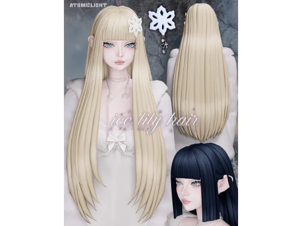 Maxis Match Ice Lily Hair by atomiclight - The Sims 4 Custom Content
