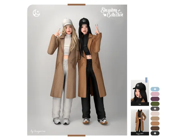 Maxis Match Cap Long Jacket Shearling Collection II - The Sims 4 Custom Content