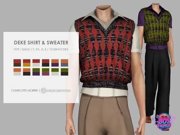 Mix Deke Shirt and Sweater by Charlotte_Morris - The Sims 4 Custom Content