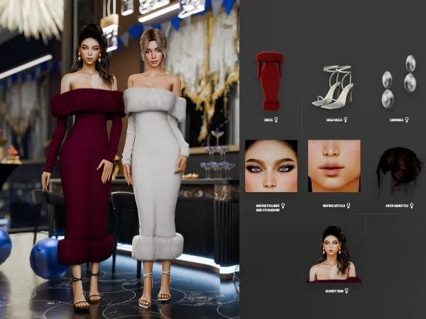 Alpha New Year's Eve Party Female Lookbook - The Sims 4 Custom Content