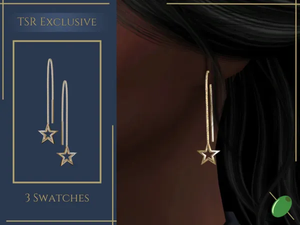 Alpha Olivia Star Earrings by Pitted0live - The Sims 4 Custom Content