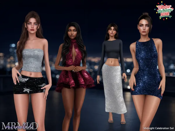 Alpha Midnight Celebration Set by Mermalade - The Sims 4 Custom Content