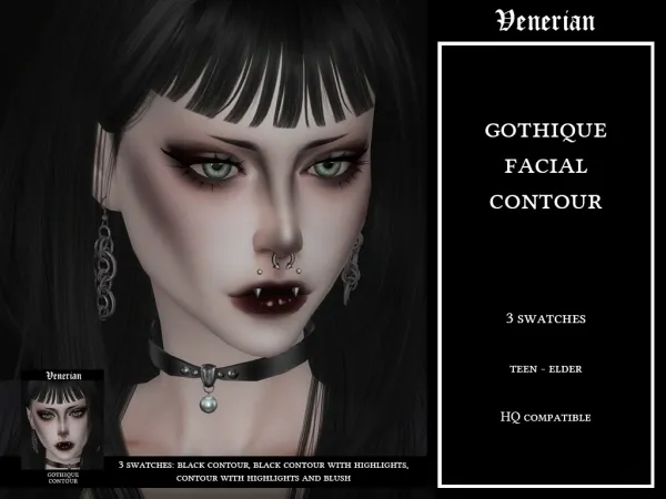 Mix Gothique Facial Contour by Venerian - The Sims 4 Custom Content