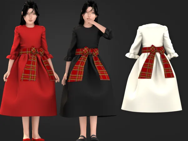 Alpha Noel Dress (Kids) - The Sims 4 Custom Content