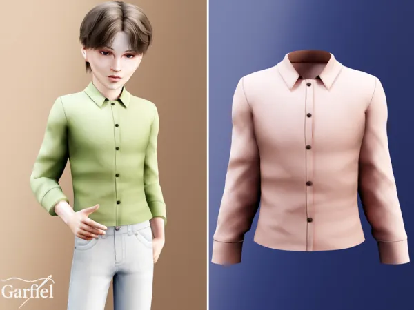 Alpha Child Shirt clean fitted everyday style by Garfiel - The Sims 4 Custom Content
