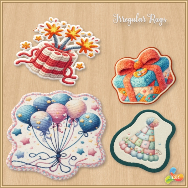 Mix New Year Collection Cute Irregular Rugs by mde - The Sims 4 Custom Content