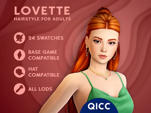 Maxis Match Lovette Hair - The Sims 4 Custom Content