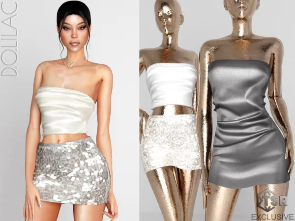 Alpha Sequined Mini Skirt DO0345 by DOLilac - The Sims 4 Custom Content