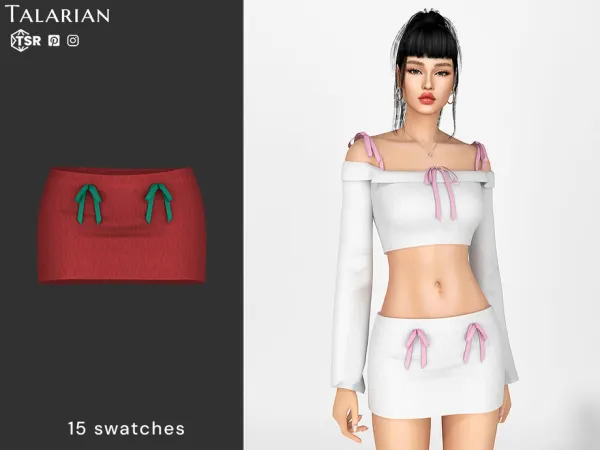 Mix Amaia Ribbon Detail Mini Skirt by talarian - The Sims 4 Custom Content
