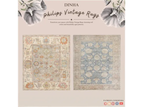 Alpha Philips Vintage Rugs - The Sims 4 Custom Content