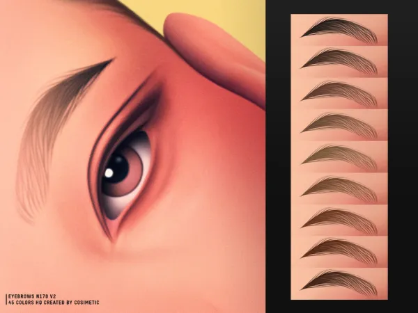 Maxis Match Clean Lift Eyebrows N170 V2 by cosimetic - The Sims 4 Custom Content