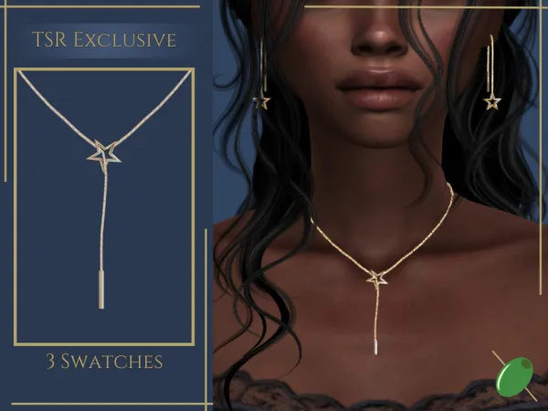 Alpha Olivia Star Necklace by Pitted0live - The Sims 4 Custom Content