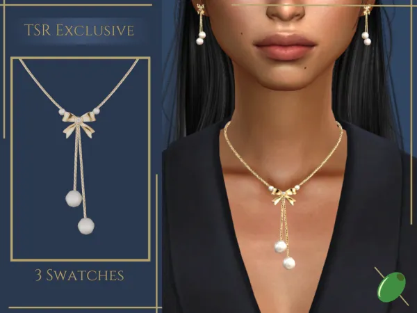 Alpha Pearly Bow necklace - The Sims 4 Custom Content