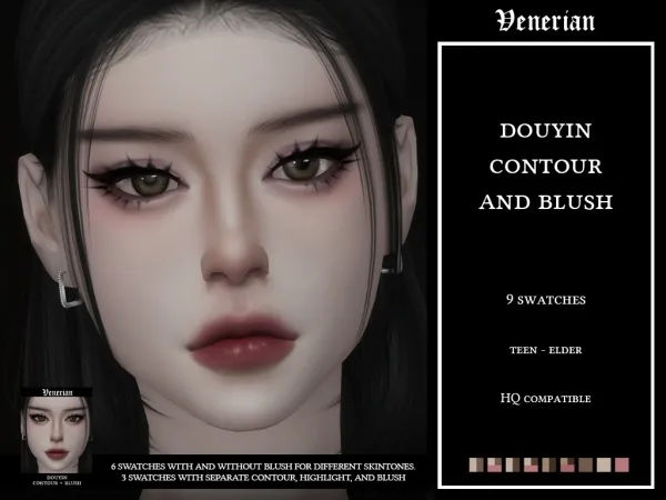 Mix Douyin Contour and Blush by Venerian - The Sims 4 Custom Content