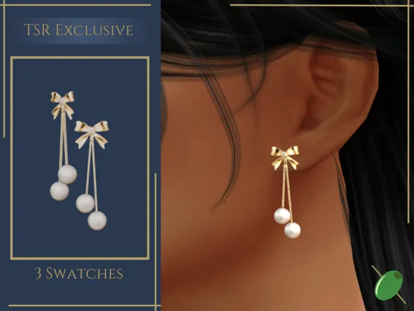 Alpha Pearly Bow Earrings - The Sims 4 Custom Content