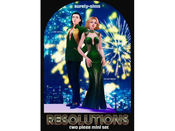 Maxis Match Resolutions a Two Piece NYE Mini Set by surelysims - The Sims 4 Custom Content