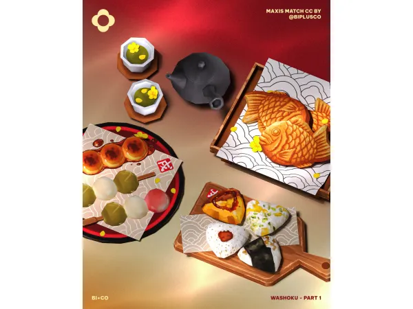 Maxis Match Washoku Part 1 by BIplusCO - The Sims 4 custom content