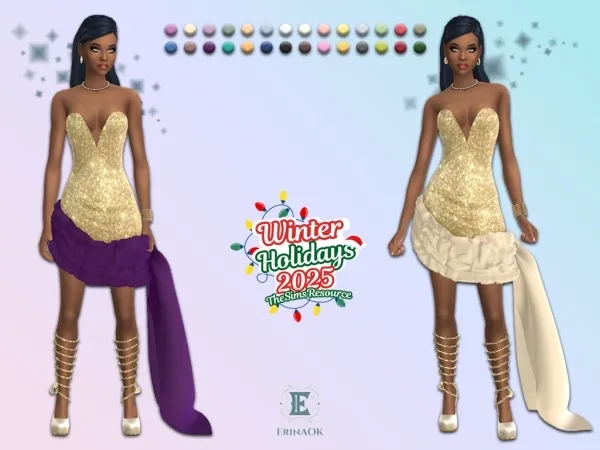 Mix Winter Holidays ErinAOK Womens Dress 122825 - The Sims 4 Custom Content