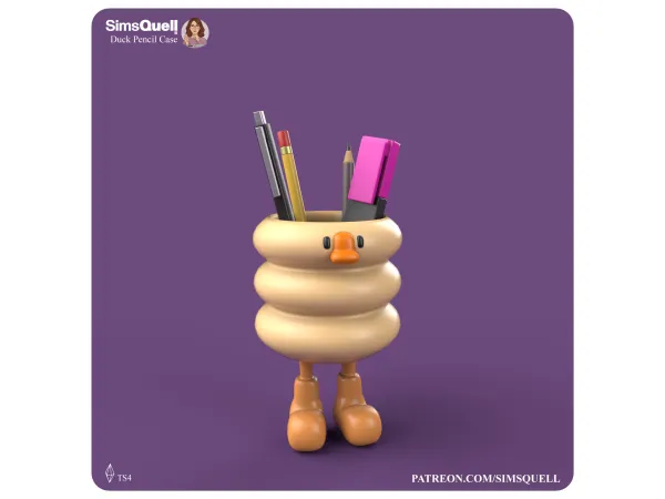 Alpha Duck Pencil Case by simsquell - The Sims 4 Custom Content