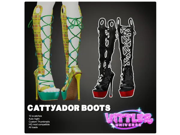 Alpha Cattyador Boots by VittlerUniverse - The Sims 4 Custom Content