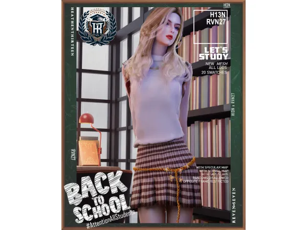 Alpha Double Striped Pleated Skirt Winter School Uniform by heathenthirteen - The Sims 4 custom content