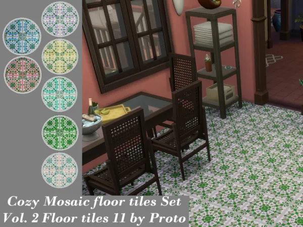 Mix Cozy Mosaic floor tiles Set Vol 2 Floor tiles 11 by ProtoInHeaven - The Sims 4 Custom Content