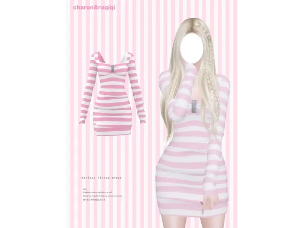Mix [charonroqiqi]striped fitted dressuff08ingameblenderuff09 - The Sims 4 Custom Content