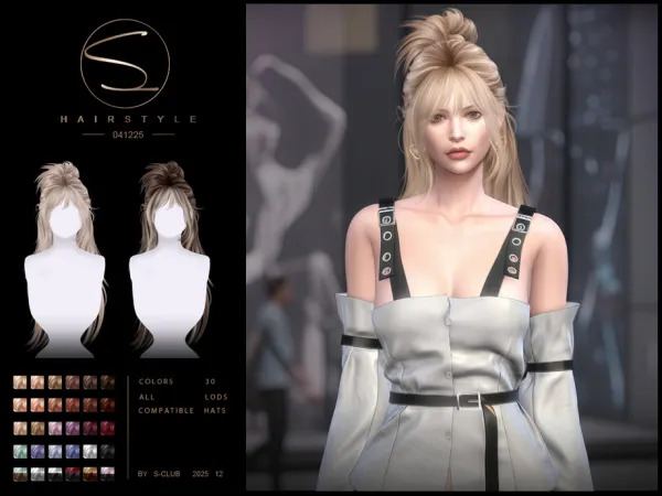 Alpha S CLUB_040126_Retro ponytail hairstyles Club by S - The Sims 4 Custom Content