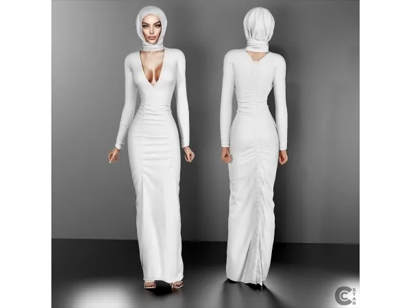 Alpha Ruched DeepV Bodycon Gown cool_content_star - The Sims 4 Custom Content