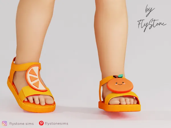 Maxis Match Toddler Sandals With Decorative Oranges by FlyStone - The Sims 4 Custom Content