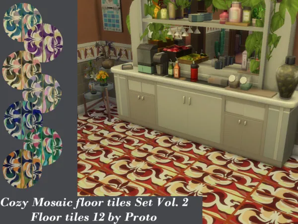 Mix Cozy Mosaic floor tiles Set Vol 2 Floor tiles 12 by ProtoInHeaven - The Sims 4 Custom Content