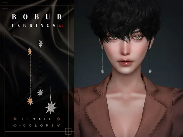 Alpha Dangling Star Drop Earrings - The Sims 4 Custom Content