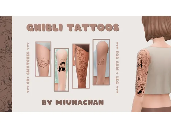 Ghibli Tattoos by miunachan_sims4