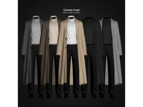 Alpha Carven Coat by gorillax3 - The Sims 4 Custom Content