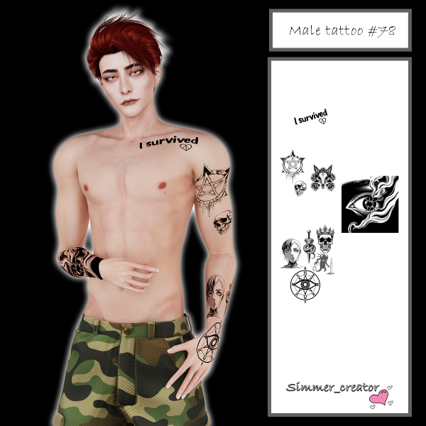 Alpha Male tattoo 78 by simmer_creator - The Sims 4 Custom Content