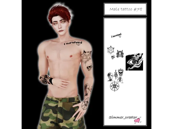 Alpha Male tattoo 78 - The Sims 4 Custom Content