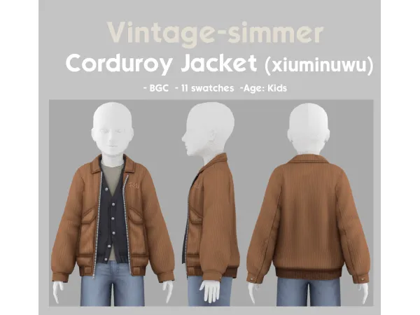 Maxis Match Corduroy Jacket simmer by vintage - The Sims 4 Custom Content