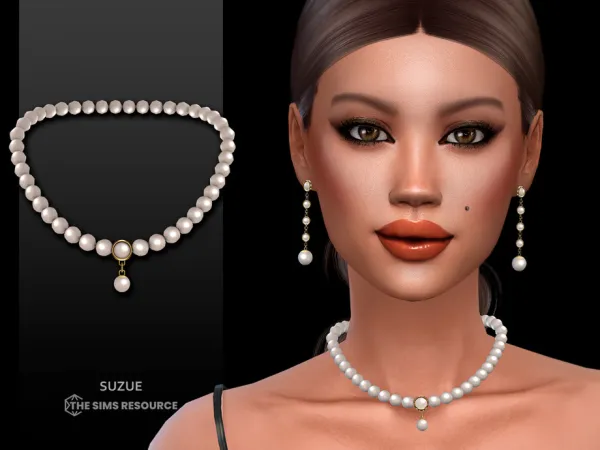 Alpha Pearl Dream Necklace v2 by Suzue - The Sims 4 Custom Content