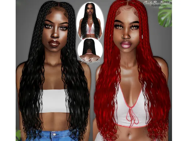 Alpha Curly Box Braids by XxBlacksims - The Sims 4 Custom Content