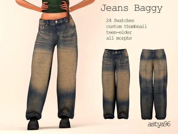 Alpha Jeans Baggy by astya96cc - The Sims 4 Custom Content