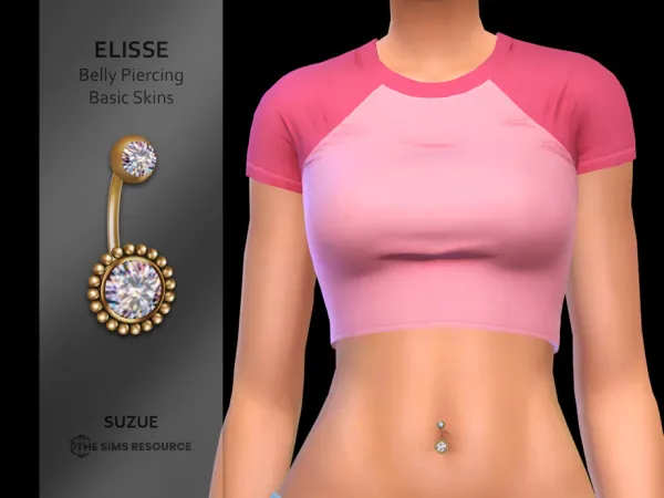 Alpha Elisse Belly Piercing Basic Skins by Suzue - The Sims 4 Custom Content