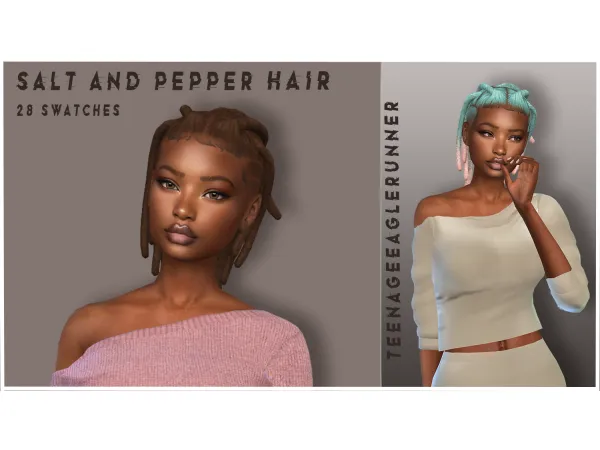 Mix Salt and Pepper Hair by teenageeaglerunner2 - The Sims 4 Custom Content