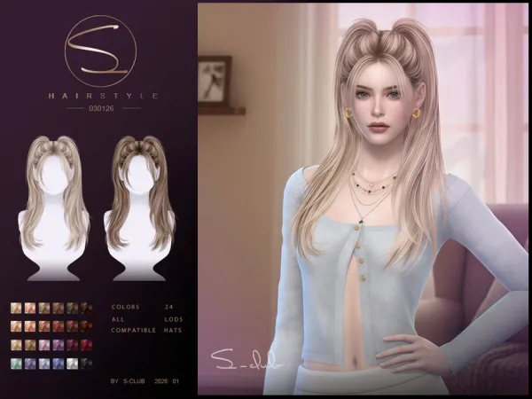 Alpha S Club_031226_ double ponytail Club by S - The Sims 4 Custom Content
